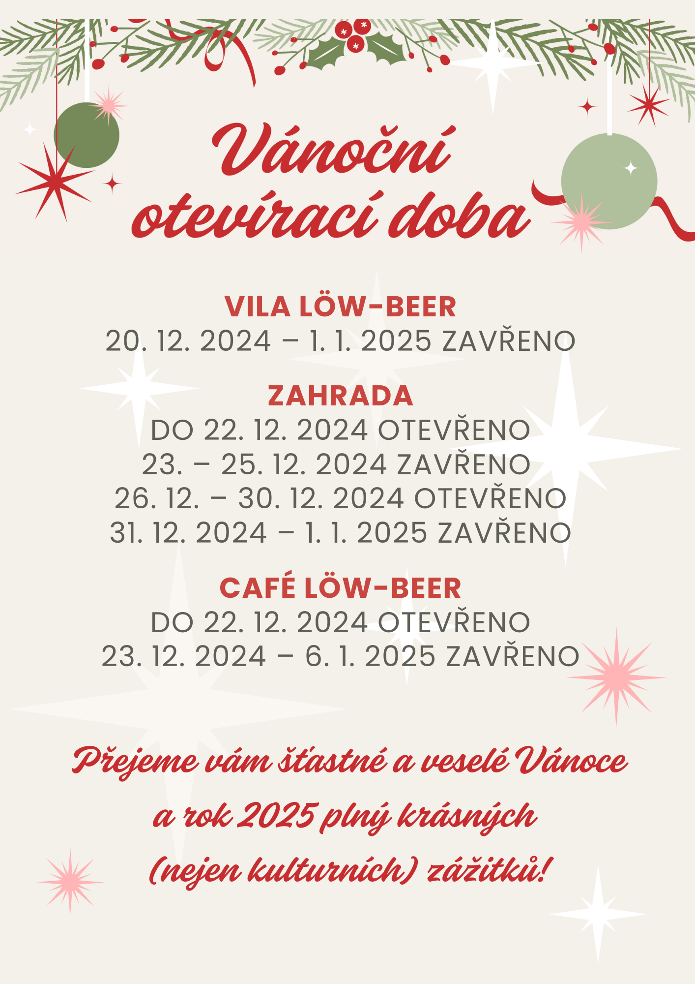 vanocni oteviraci doba plakat 2024